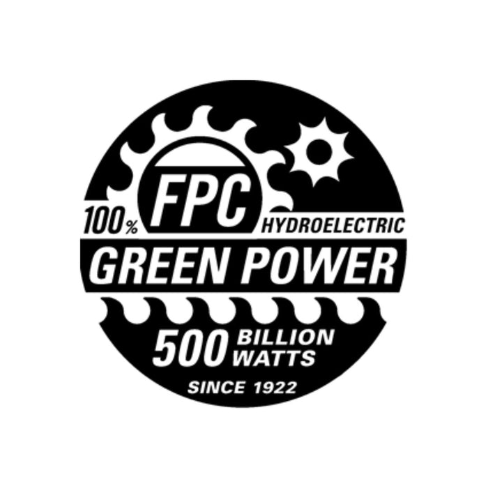 Black and white FPC 100% hydroelectric green power logo